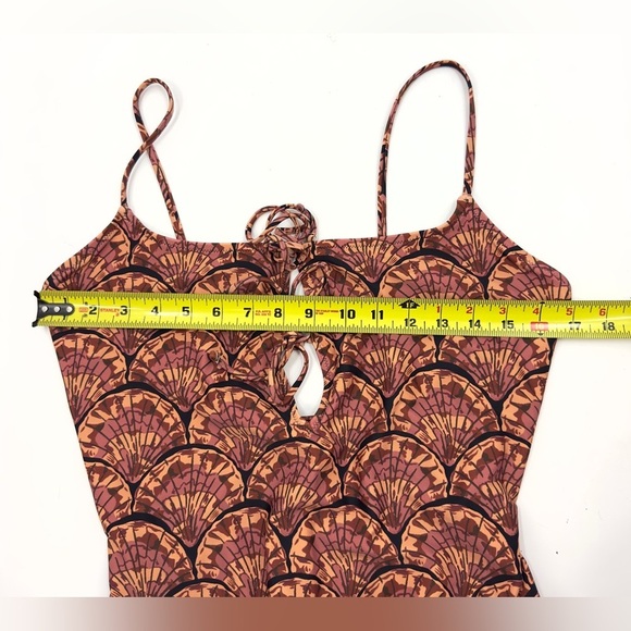 Madewell Second Wave One Piece Swimsuit Large Painted Seashells Boho Tie Front - Picture 9 of 12